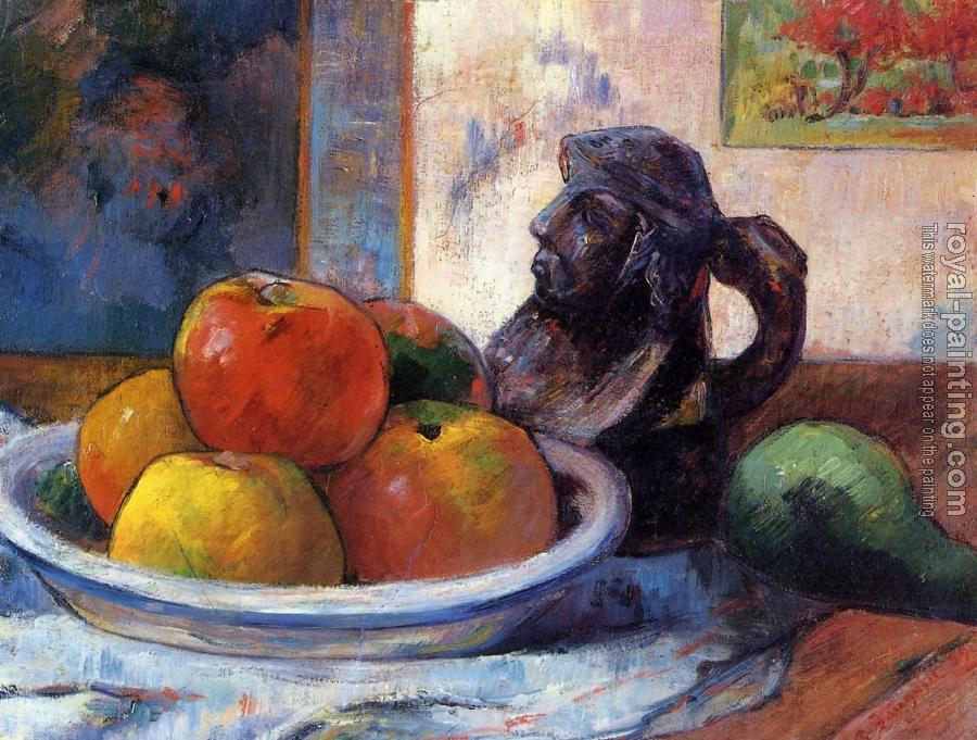 Paul Gauguin : Still Life with Apples, Pear and Ceramic Portrait Jug